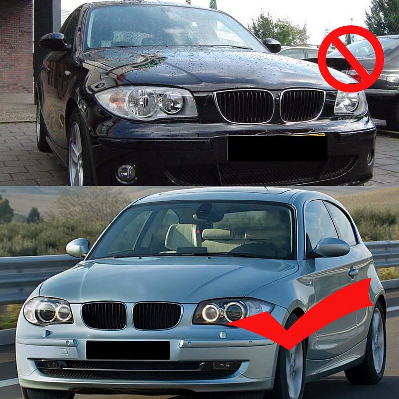 2 шт. Для BMW 1 серии E87 E81 E82 E88 2008-2011 Левая и правая решетка радиатора в алмазном стиле Решетка автомобиля Передний бампер Решетка "ноздри" Детали из ABS