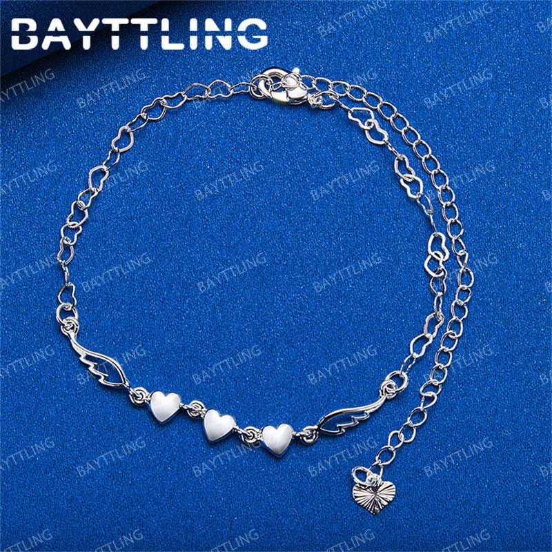 Luxury 925 Sterling Silver Delicate Heart Shape Musical Note Bracelet Women's Party Favor Jewelry Wedding Fashion Accessories