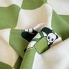 Cute Cartoon Panda Bed Sheet Set Cotton Thickened Green Plaid Bed Cover Soft Breathable 3Pcs Bedding Set for Kids Boys Girls