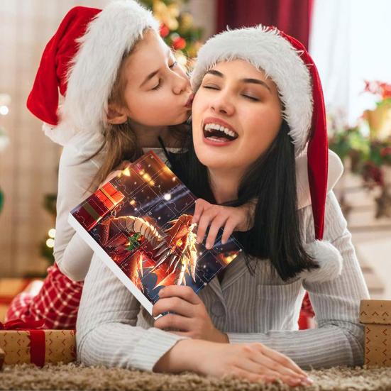 Адвент-календарь с драконом-малышом, 24-дневный календарь обратного отсчета до Рождества внутри, акриловый мультяшный дракончик