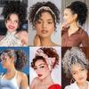 MISS WIG Синтетическая часть волос в виде грязной булочки - свободный волнистый вьющийся парик с хвостиком на шнурке для женщин