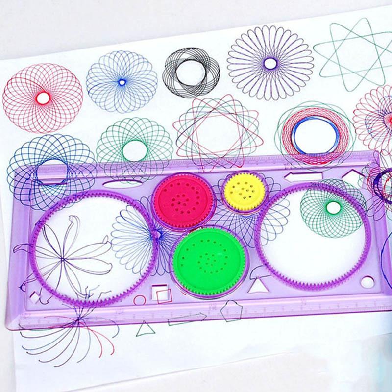 Painting Multi-function Puzzle Spirograph Geometric Ruler Drafting Tools for Students Drawing Toys