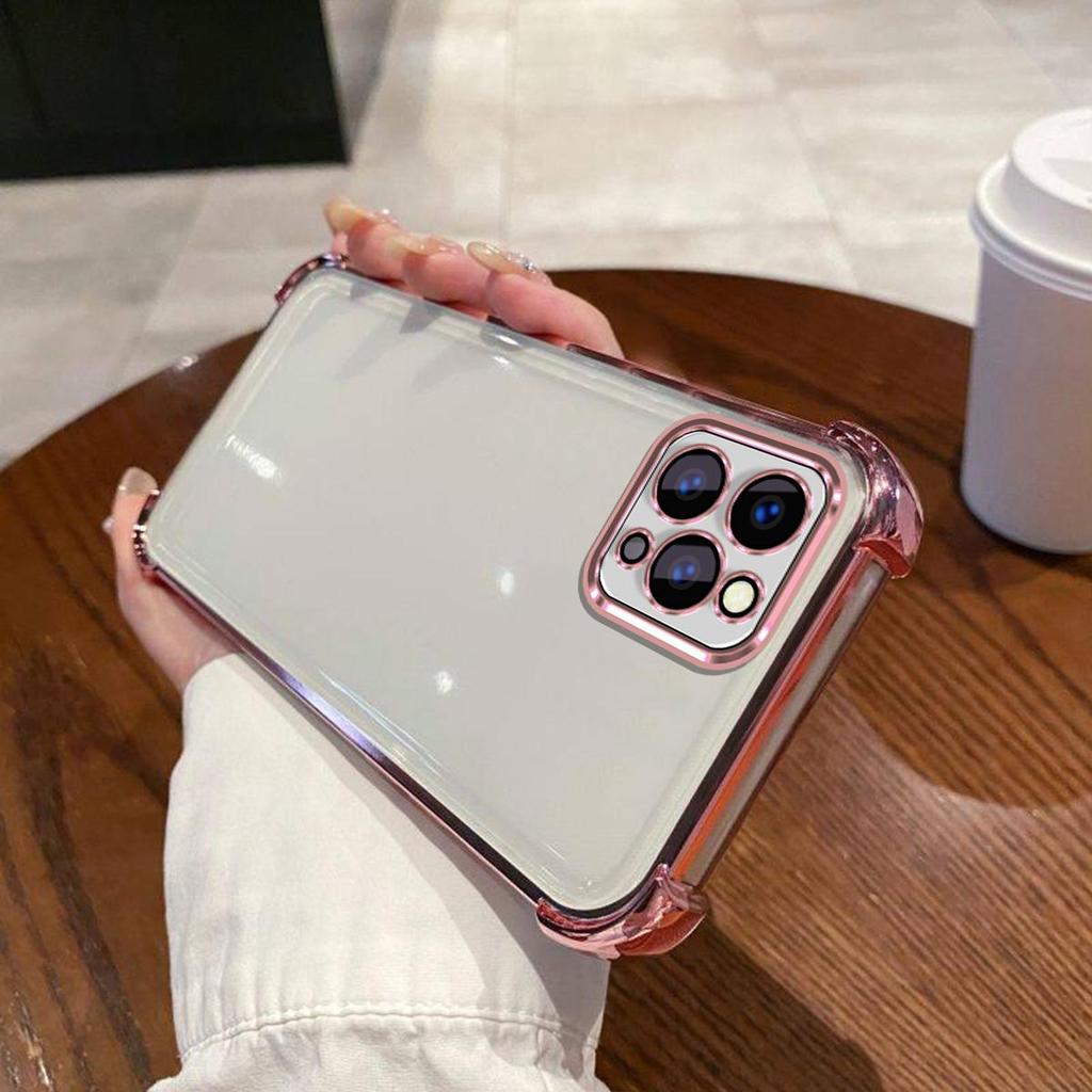 Чехол для iPhone 16 Pro Max, 16 Pro, 15 Pro Max, 15 Pro, 14 Pro Max, 14 Pro, 13 Pro Max, 13 Pro, с гальванизированной цветной рамкой, прозрачный чехол-бампер для телефона