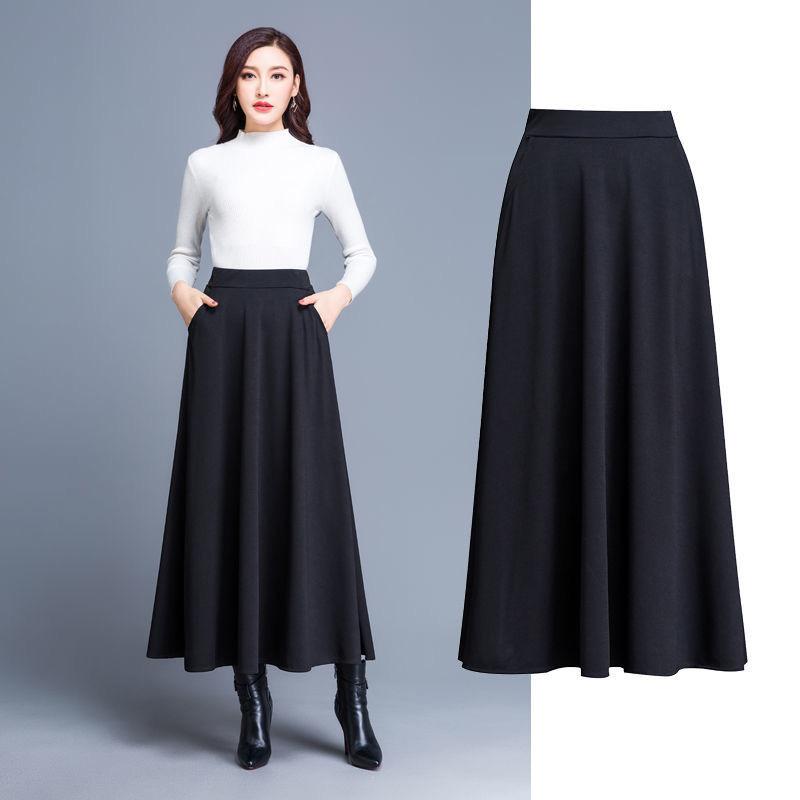 Half-length long skirt, large swing skirt A-shaped skirt, high waist and thin, versatile Korean version of large-size women