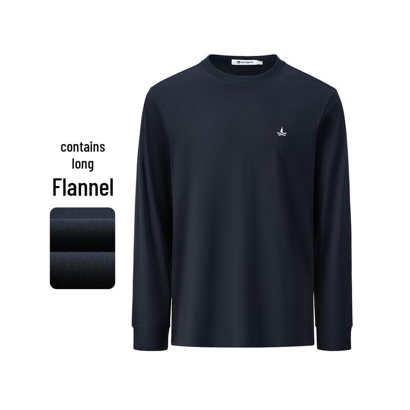 Navigare Men's Solid Crew Neck Long Sleeve Casual T-Shirt