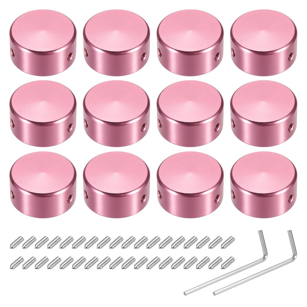 Uxcell 12pcs Foot Switch Guitar Pedal Button Metal Foot Switch Top Covers for Guitar Effect Pedal Pink Toppers, Caps, 3/8" Buttons,