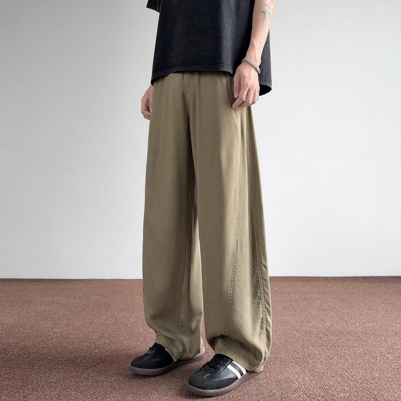 Men S Summer Loose Straight Wide Leg Curved Thin Casual Pants