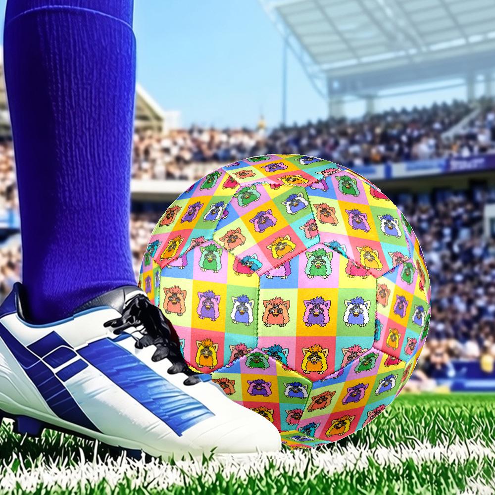 Colorful Furby In Bubbles Size 5 Soccer Ball, Suitable for Training and Matches, High-Elasticity, Wear-Resistant Material Gift for Fan