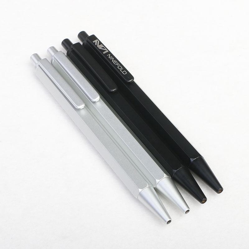 Hexagonal Metal Press Ballpoint Pen Creative Texture Black Silver Two Colors Optional Metal Pen