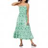 Женское летнее платье макси без рукавов с цветочным принтом на тонких бретельках, пляжное длинное платье в стиле бохо, пляжная одежда для отпуска