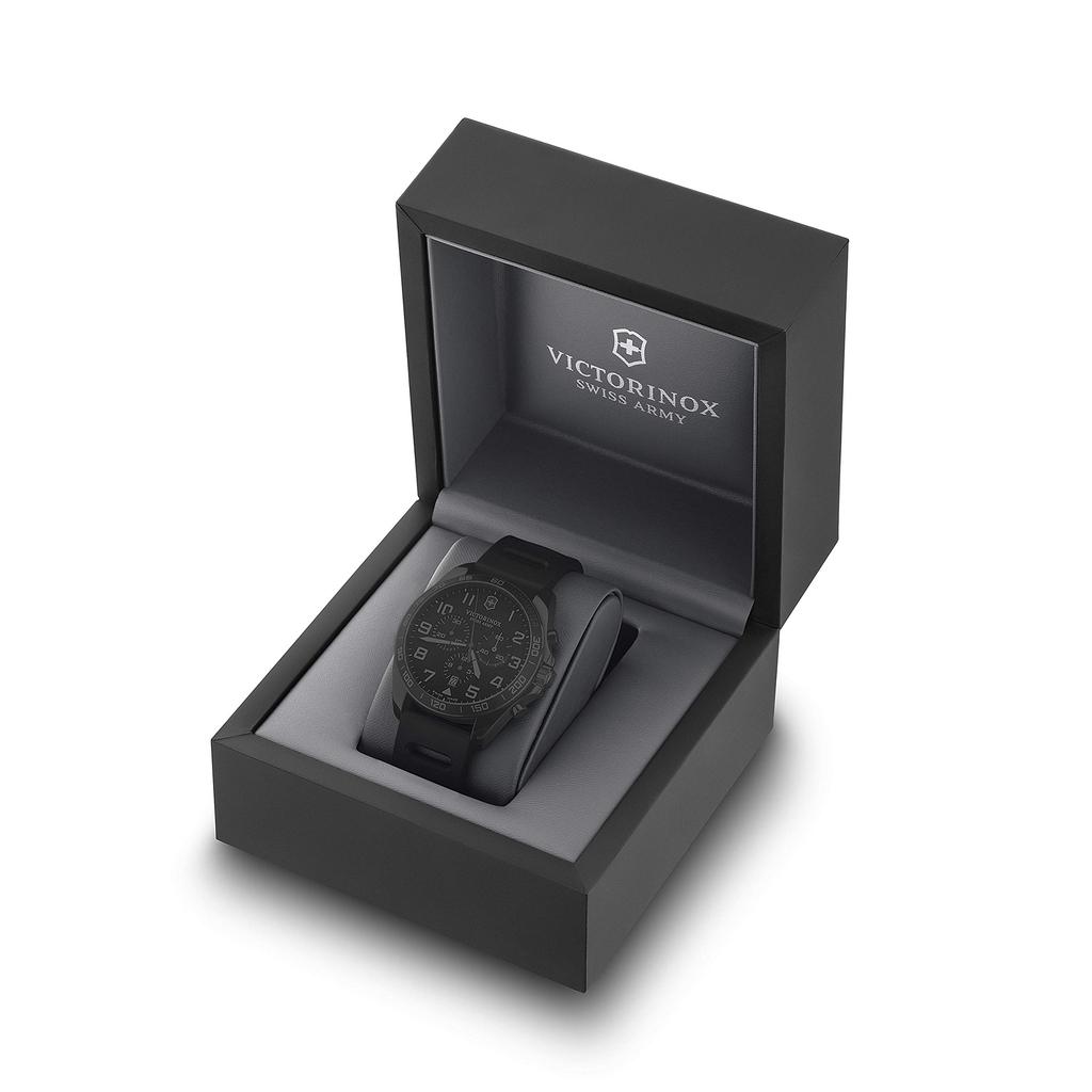 Watch FIELDFORCE SPORT CHRONO Stainless Steel Case Black Dial Black Rubber Strap Gift 241889 [Victorinox] (316L) [