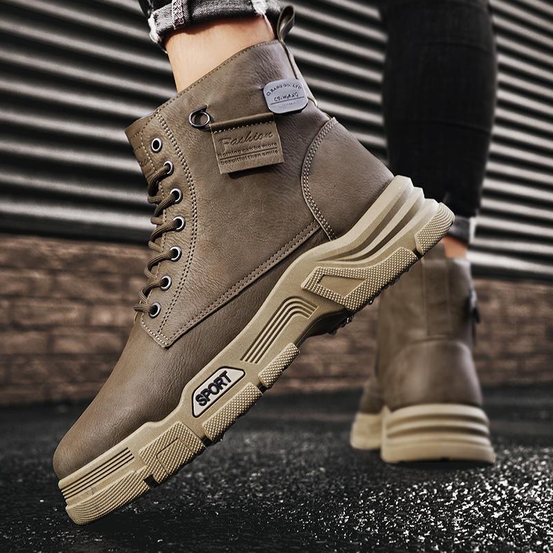 Martin Boots Men's 2025 Autumn New High-top British Style Mid-top Leather Boots Tooling Waterproof Heightening Men's Leather Boots