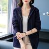 Spring Wear Knitted Cardigan Women's Short Sweater   Zipper Hoody  Coat Loose Large Female's Knitwear Coat Plus Size
