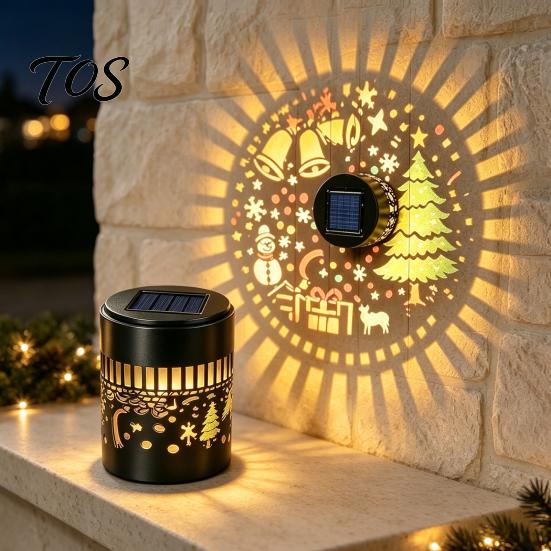 Festive Projection Lighting for Holidays Solar Christmas Light, Waterproof Metal Wall & Fence Lantern, Warm White And Multi Decorative Lamps