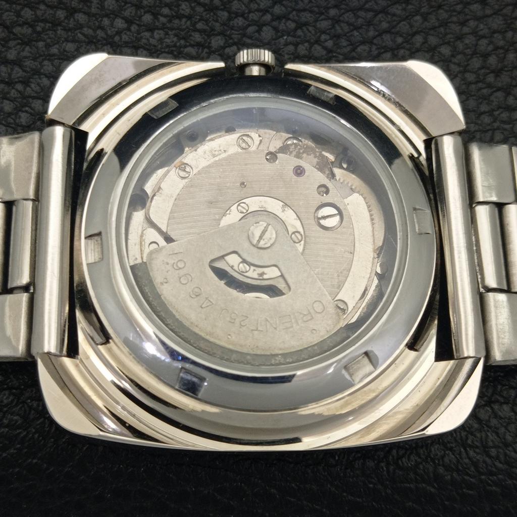 USED VINTAGE ORIENT AUTOMATIC 46961 JAPAN MENS BLACK COLOR DIAL WATCH A702246-5 R123-a702246