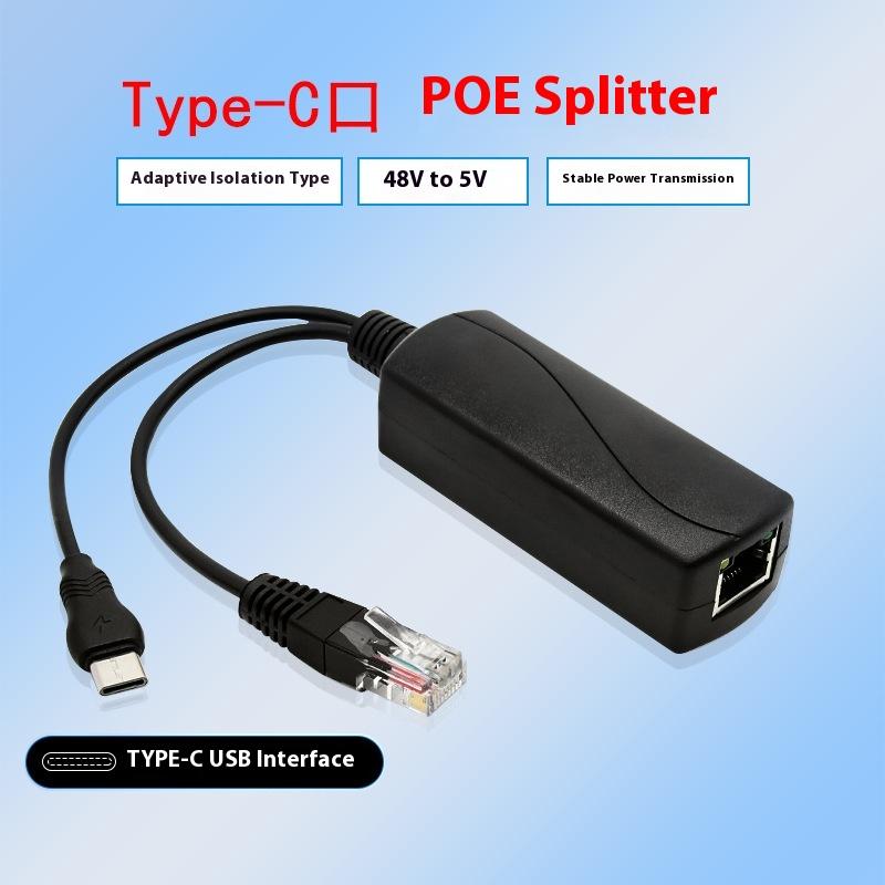 1Pcs 48V To 5V Micro Usb Type-C Poe Splitter 100/1000Mbps Gigabit Poe Camera Injector Power Supply For Huawei Hikvision