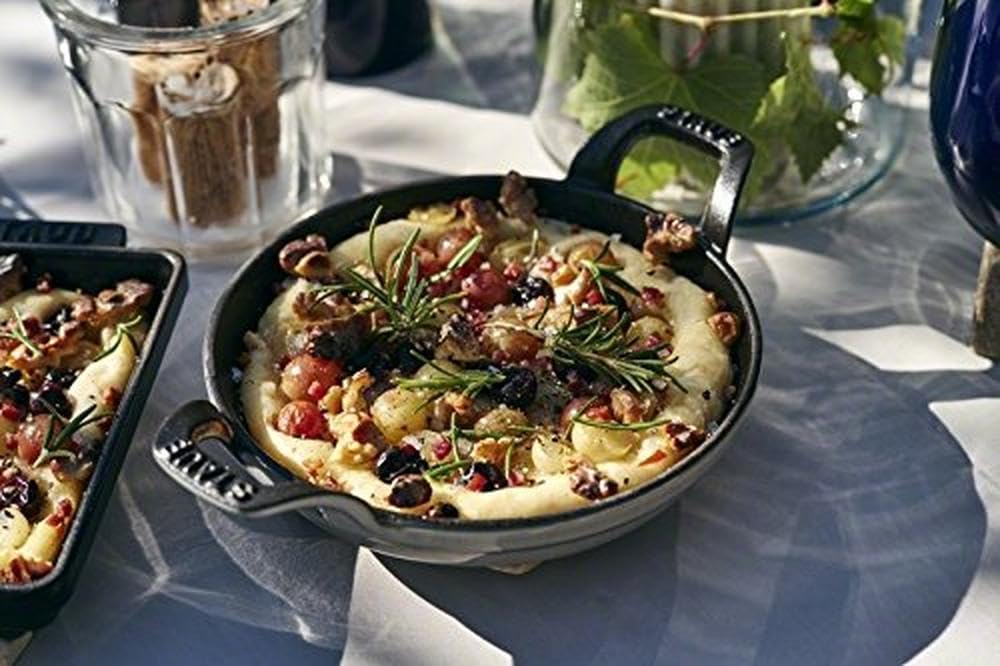 Staub Stackable Dish Gray Enamel Iron Gratin Dish Japanese Dish "Round 20cm" [Authorized Product] 40509-557