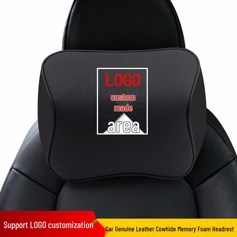 Lexus Lingzhi Genuine Leather Headrest & Lumbar Support with Memory Foam – Customizable Logo