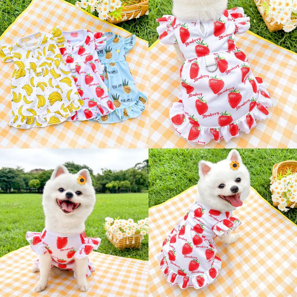 Платье для собаки с фруктовым узором, хлопковая юбка принцессы для кошки, очаровательная одежда для питомца, кошка, собака, щенок