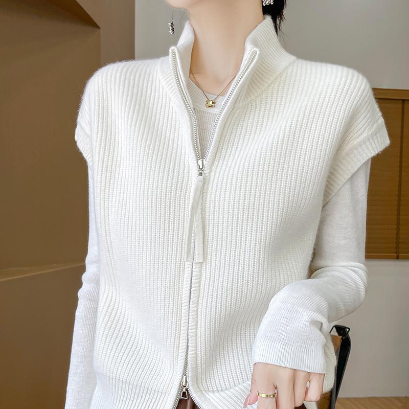 Женский кашемировый кардиган Qinghe Cashmere 30% кашемира 70% шерсти Осенний и зимний кашемировый кардиган Мягкий и теплый