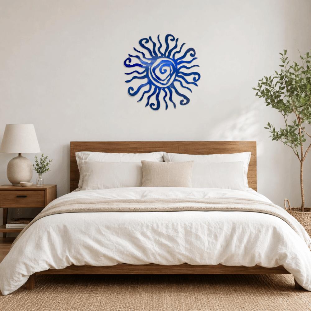 Hand Painted Iron Art Metal Wall Art 11.81 in Wall Sculpture Spiral Sun Decor Farmhouse Decor