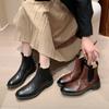 Handmade British Leather Chelsea Boots Retro Pipe Short Boots 2025 Autumn and Winter New Brown Chelsea Women