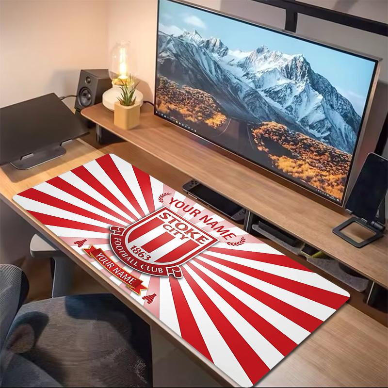 Custom Name Stoke City FC Print Cushion Non-slip Laptop Tablet Big Mousepad XXL Mat Mini PC Playmat With Lock edge