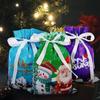 10pcs Christmas Gift Bag 2023 New Santa Claus Cookies Candy Storage Packaging Bag With Drawstring Xmas Home Party Presents