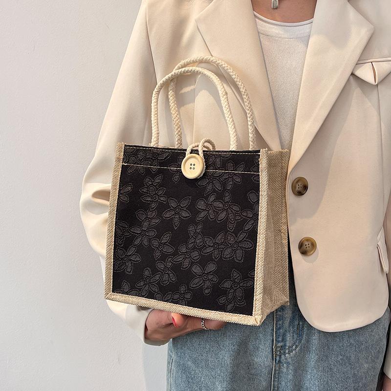 Женская льняная сумка для продуктов, сумка-тоут на пуговицах, универсальная пляжная сумка-органайзер, портативная экологичная сумка для покупок