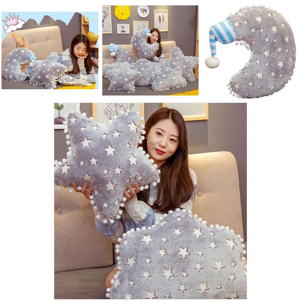 Soft And Fluffy Cloud Star And Moon Plush Pillow Light Up Decorative Sofa Cushion