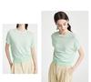Simple and Fresh] Spring and Summer Round Neck Unique Decoration Age Reducing Daily Knitted T-shirt with Mulberry Silk for Women