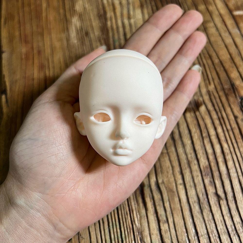 Soft PVC 1/6 MJD Doll Head Half-White Skin BJD Doll's Head No Makeup Doll Head  Practice Makeup
