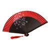 Bamboo Folding Fan with Tassels Chinese Style Portable Summer Hand Held Fan Decoration Dance Performance Props Party Costume Accessories