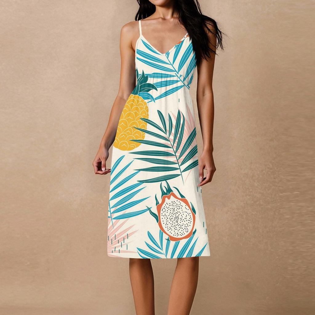 Женское свободное повседневное пляжное праздничное платье-сарафан на тонких бретельках с открытой спиной и бантом