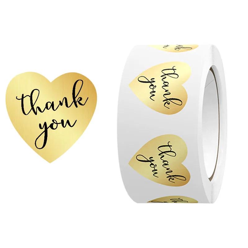 50-500pcs Thank You Sticker Pink paper Business Label Sticker for Baking Packaging Handmade decor cute stationery supplies 1inch