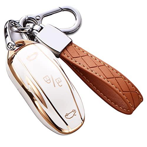 Чехол для ключа Tesla Model X с брелоком, чехол для полного защитного брелока из мягкого ТПУ премиум-класса, держатель для смарт-ключа