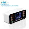 8 Ports Fast Charging USB Charger QC3.0 Quick Charge Type C Smart Charger Station LCD Digital Display USB Multi-port for Phone