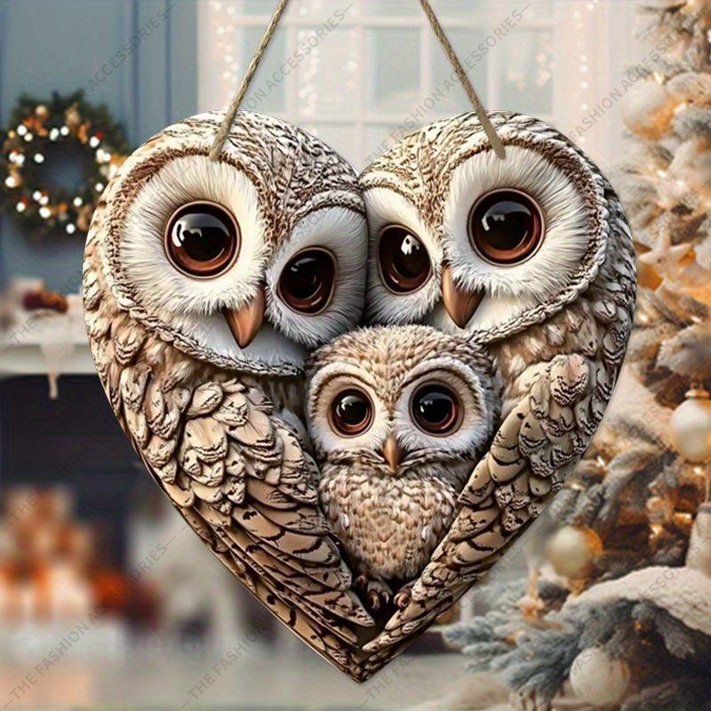 2D плоская деревянная бирка, украшение для стены дома, подарок на новоселье для друзей, узор с тремя совами