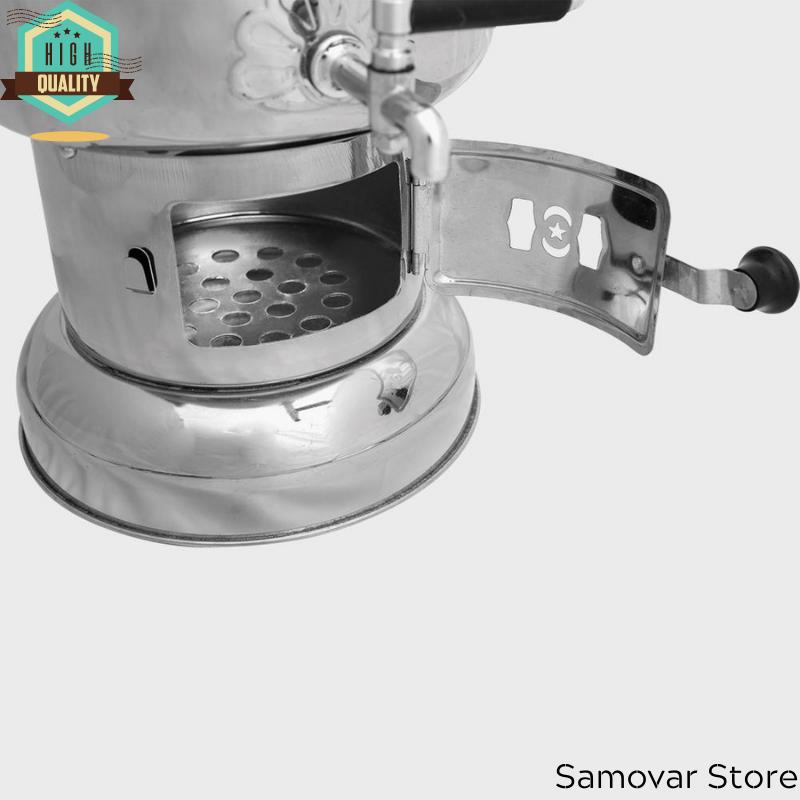 Самовар из нержавеющей стали, хромированный чайник, 4 литра, чайные сервизы, самовар, дровяная печь, посуда для кемпинга, пикника