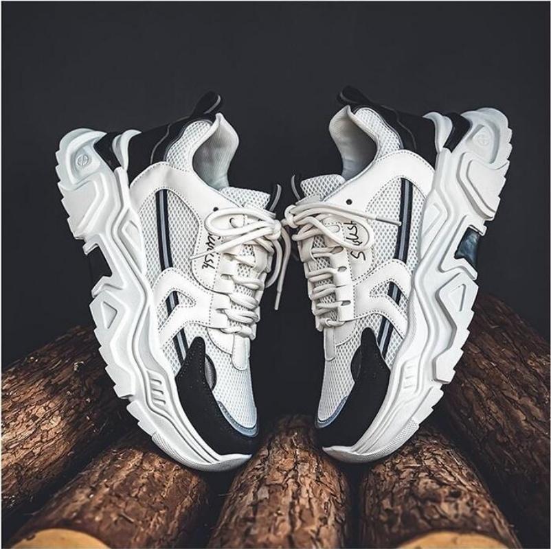 Модные мужские повседневные кроссовки с толстой подошвой из сетчатой ткани, летние дышащие кроссовки с мягкой подошвой для бега, модная спортивная обувь для активного отдыха, мужские кроссовки