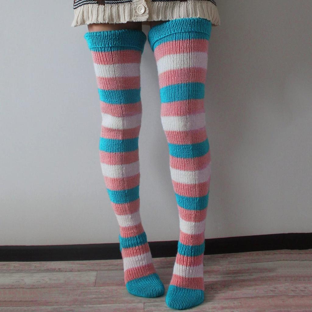 Женские носки до бедра, гетры, носки для девочек, теплые носки выше колена, рождественские вязаные носки с косичками