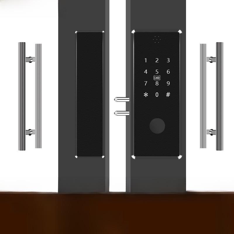 Умный замок для стеклянной двери без удара: Дистанционно управляемый замок со сканером отпечатков пальцев для одно- и двухдверных дверей