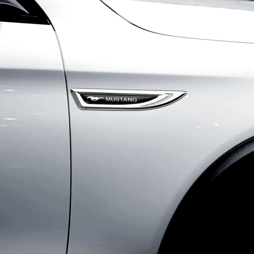 2pcs Metal Car Side Fender Emblem Badge Sticker Decal For Mustang Ford Fiesta Focus Kuga Mondeo Ranger Mk4 Explorer Fusion Mk3