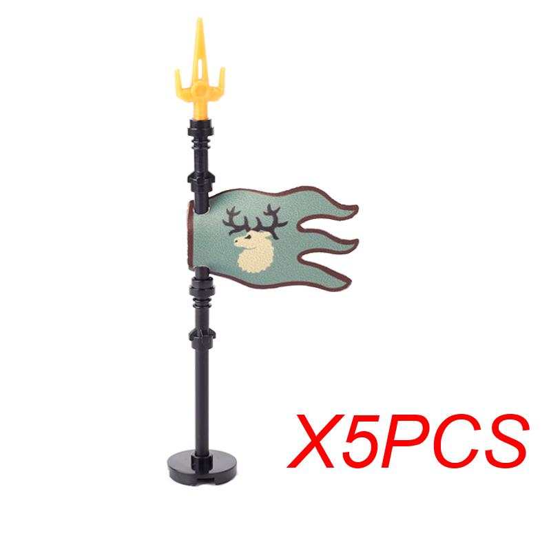 MOC Medieval Red Lion Black Eagle Castle Soldier Knight Horse Mount Building Block Military Figure Vest Armor Flag Toy Gift