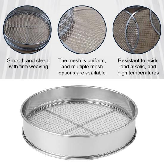 Soil Sieve Set Stainless Steel Frame with 5 Interchangeable Mesh Inserts Heavy Duty Garden Compost Sifter for Gravel Soil Sand Compost