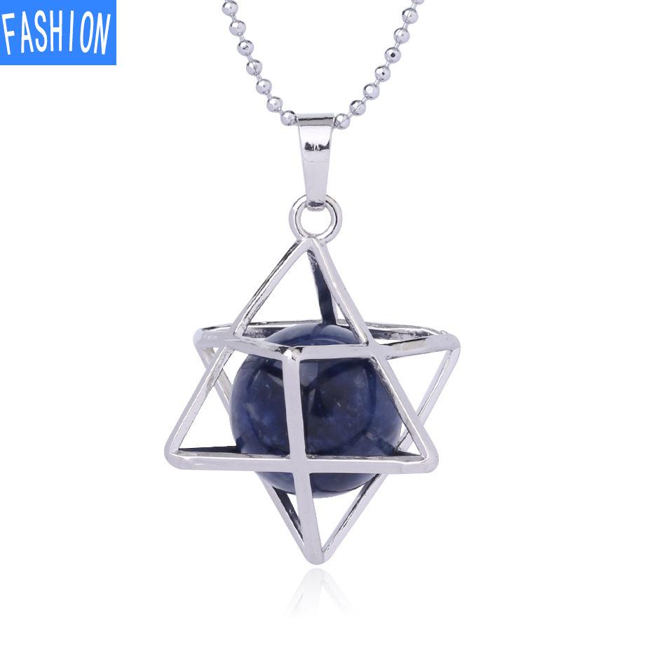 Металлическая клетка, выдолбленное ожерелье из натурального хрусталя Мелкаба с подвеской из флюорита и агата