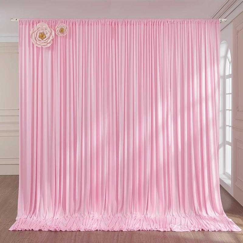 1Panel White Backdrop Ceiling Drapes Wrinkle Free Tent Rod Pocket Curtains Fabric for Wedding Ceremony Birthday Party Decoration