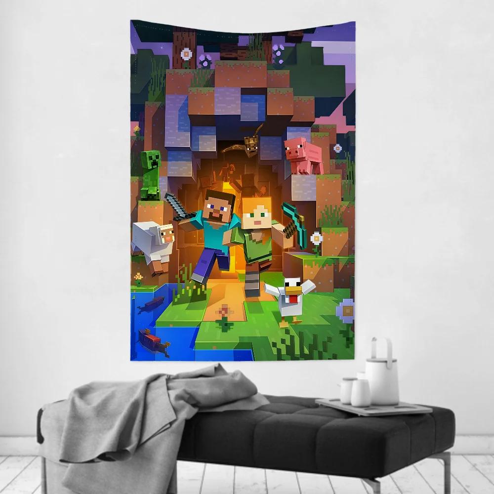 Anime Game HD MMinecraftS Tapestry Room Decor Wall Cloth Party Hanging Background Room Decor Baby Room