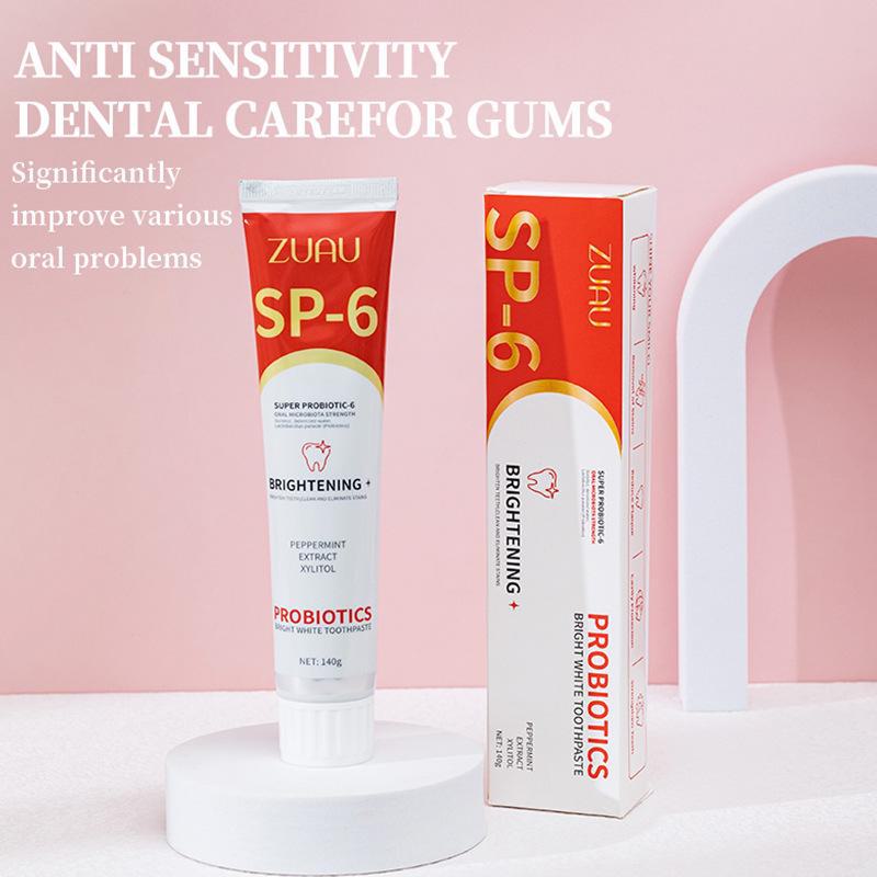 SP-6 Пробиотическая отбеливающая зубная паста: Удаление пятен, свежее дыхание, устранение желтизны зубов, 120 мл