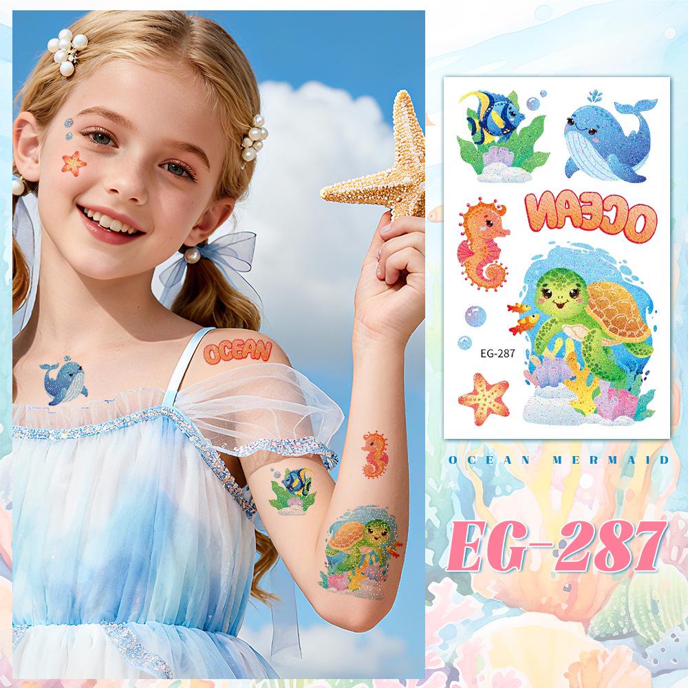 Ocean Glitter Animal Waterproof Tattoo Stickers for Kids